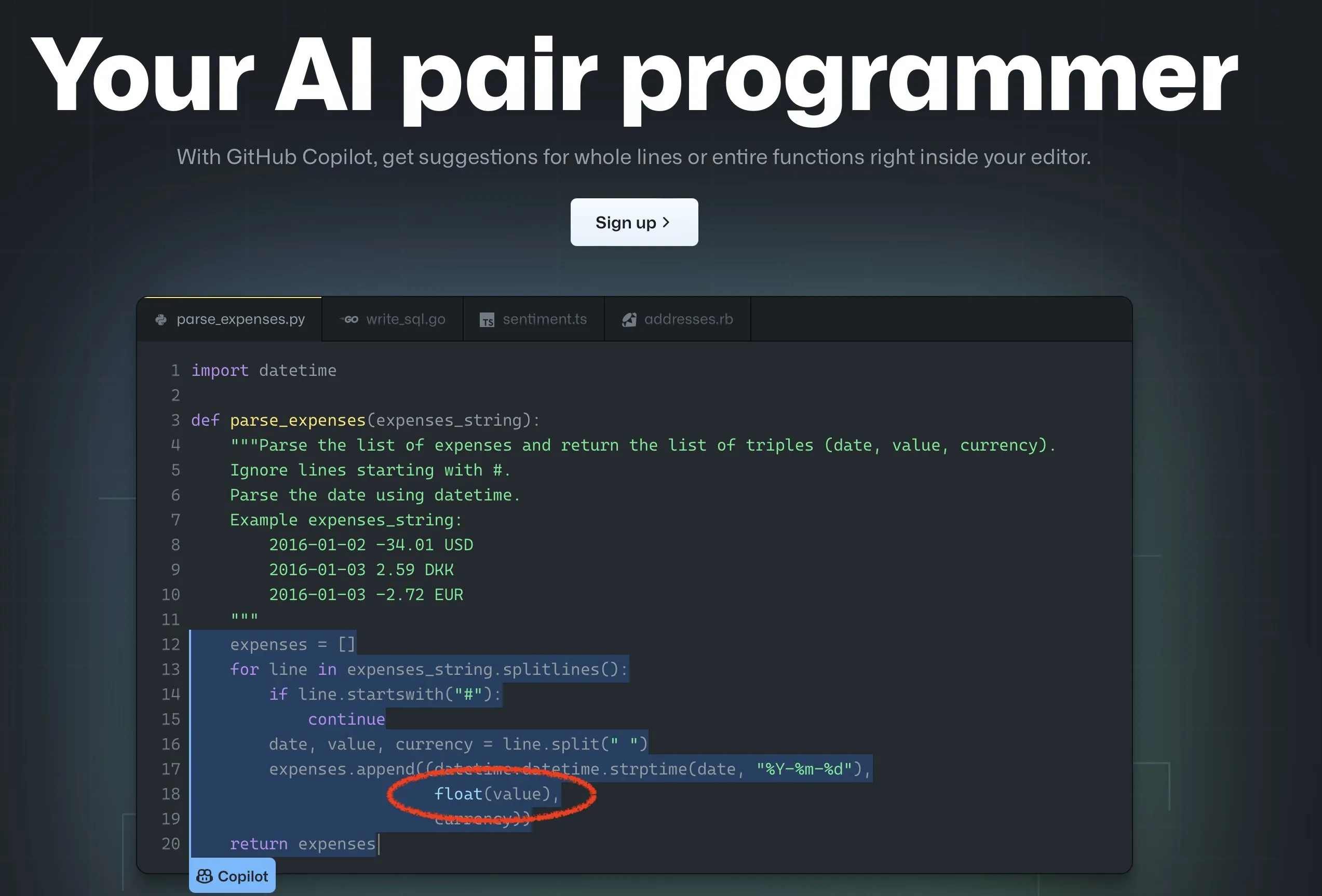 Github Copilot Screenshot